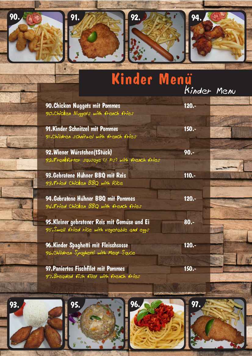 Children Menu / Kinder Teller